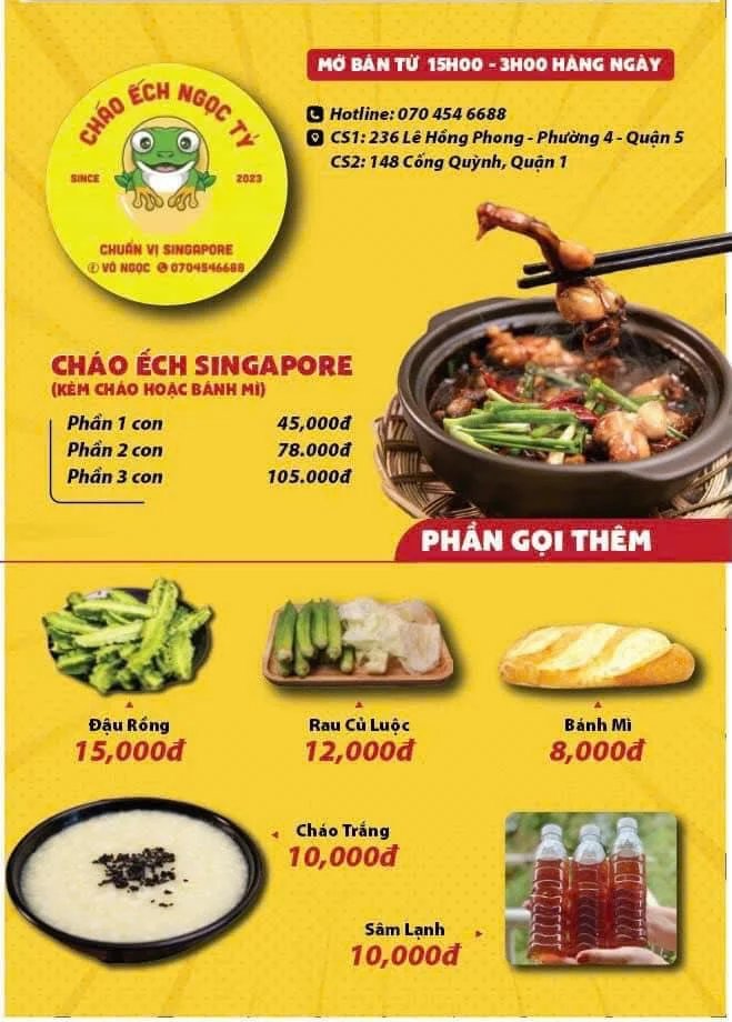 Cháo ếch cháo ếch đâyyy
● Cháo ếch ngọc tỷ mở bán hàng ngày
Chi nhánh 1...