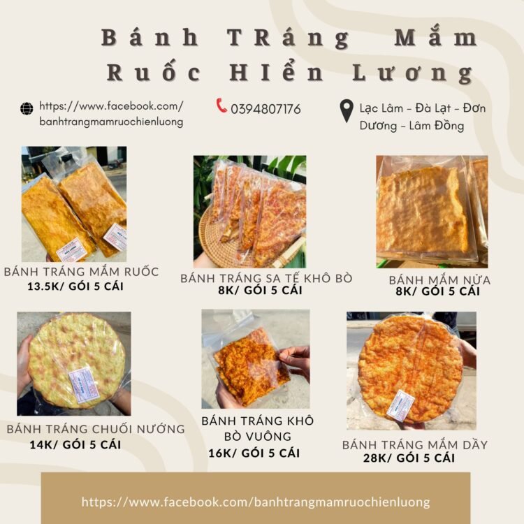 Chuyên SỈ  bánh tráng mắm ruốc, bánh sate khô bò Đà Lạt,  bánh tráng chuối nướng...